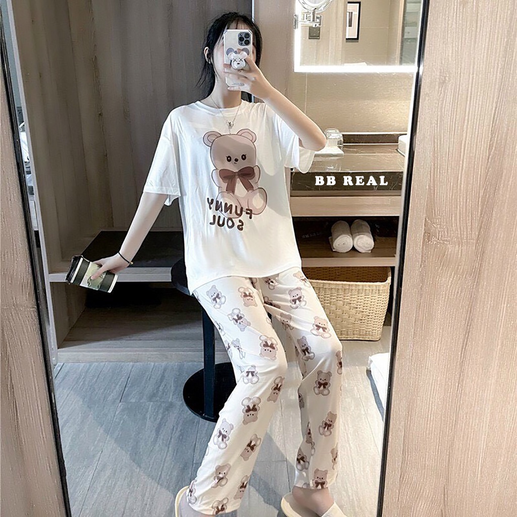 Đồ Bộ Mặc ở Nhà Bộ Đồ Ngủ Nữ Quần Dài Pijama Thun Lạnh Đẹp [CODE 29-32] Freesize Từ 45-55Kg - BB REAL | BigBuy360 - bigbuy360.vn