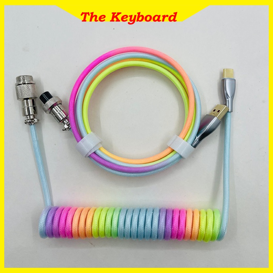 Dây cap xoắn giá rẻ Cable custom bàn phím cơ. Dây cáp bọc dù cho bàn phím cơ Type C. Dây cáp xoắn bọc dù cao cấp giá rẻ.