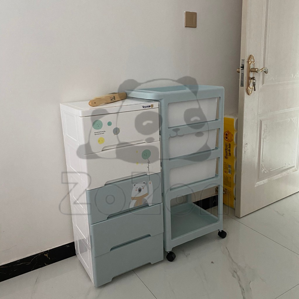 Tủ Nhựa Ngăn Kéo Đa Năng Có Bánh Xe Đựng Giày Dép Quần Áo Đồ Chơi Cho Bé Zozon 2 Màu Xanh Hồng