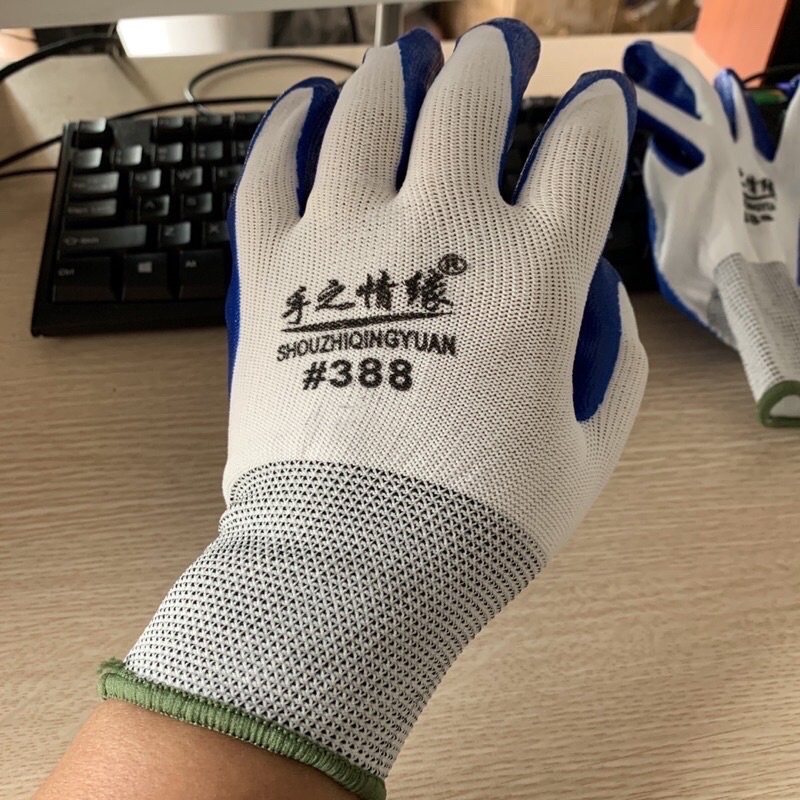 Găng tay bảo hộ lao động  phủ sơn xanh hàng loại 1- gắng tay dày dặn, siêu bền