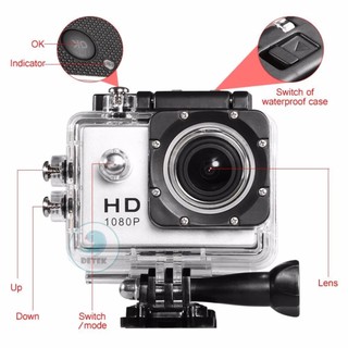 Camera hành động chống nước FullHD 1080P Đen