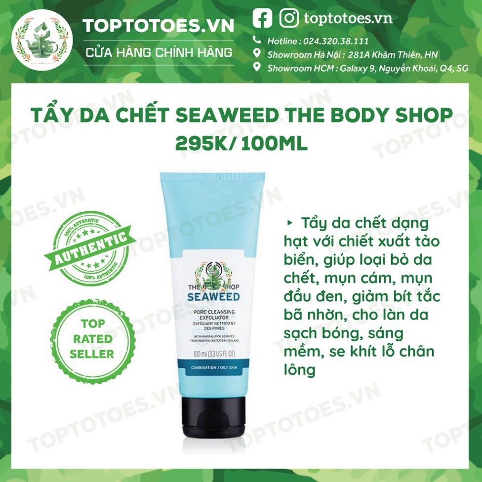 XẢ KHO Bộ sản phẩm Seaweed The Body Shop sữa rửa mặt, toner, kem dưỡng, mặt nạ, tẩy da chết XẢ KHO