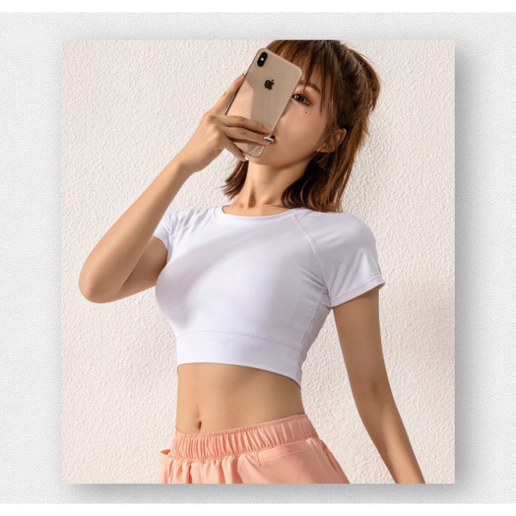 Áo Tập Gym, Yoga, Cao Cấp, Kiểu Croptop Thời Trang, Co Giãn 4 Chiều, Thoáng Mát (AT6)