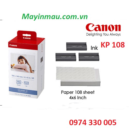 Combo 3 hộp giấy in nhiệt KP108 chuẩn canon