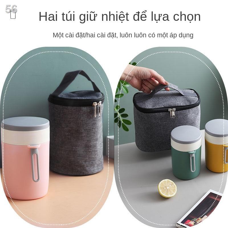 Cốc ăn sáng 304 có nắp bột yến mạch dung tích lớn cách nhiệt chống rơi cho trẻ em uống sữa súpN