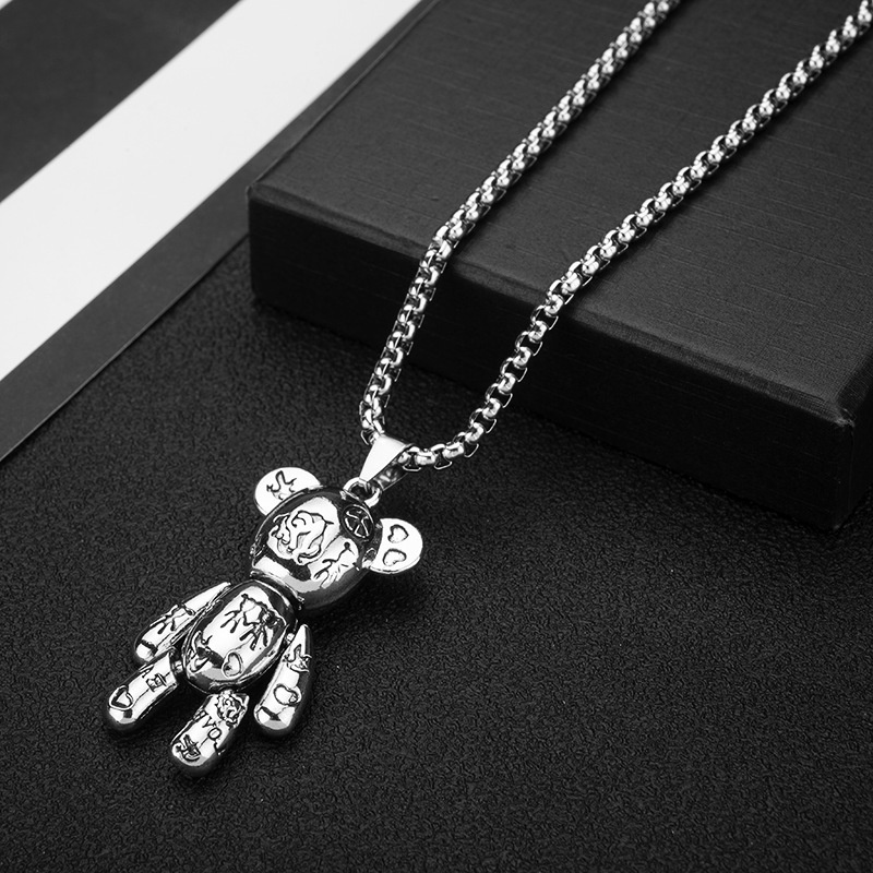 Dây Chuyền Nam Nữ Titan Mặt Gấu Bearbrick Phong Cách Hiphop Unisex