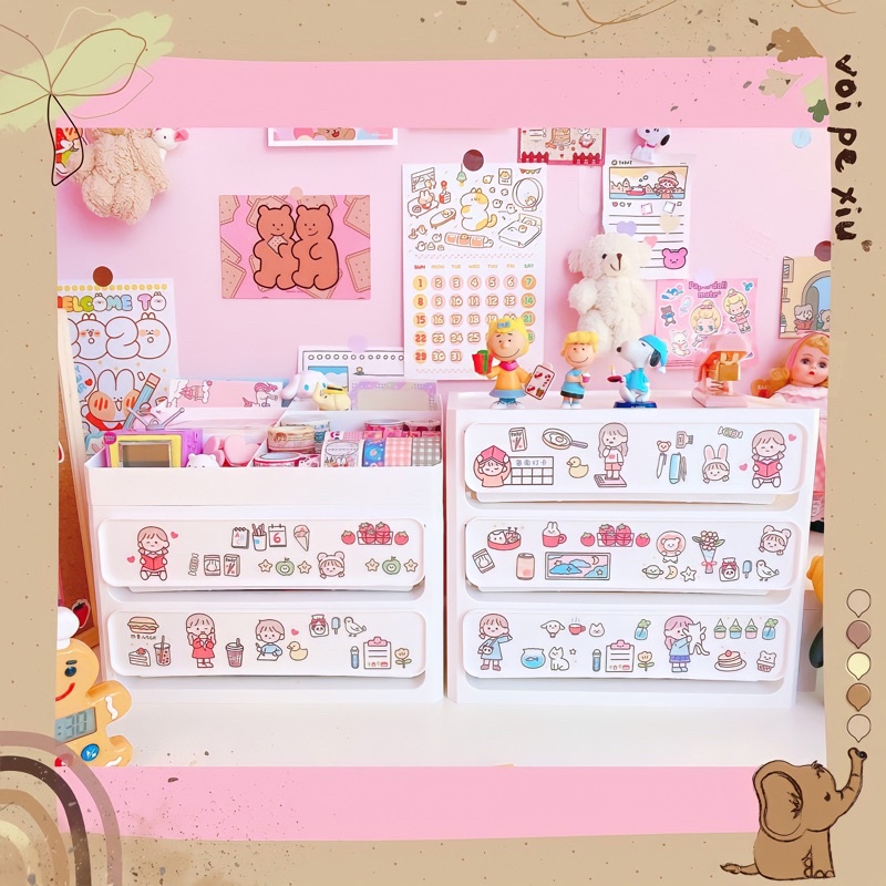 Tủ nhựa mini để bàn học, bàn làm việc, bàn trang điểm đựng đồ mini, mỹ phẩm ♥ 𝐯𝐨𝐢𝐩𝐞𝐱𝐢𝐮𝟐𝟎