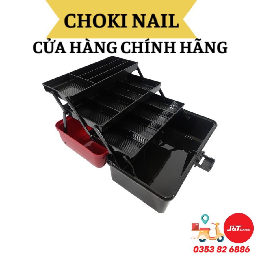 Cốp nhựa 3 tầng, Cốp nhựa đựng đồ nail 3 ngăn cao cấp dành cho thợ làm nail