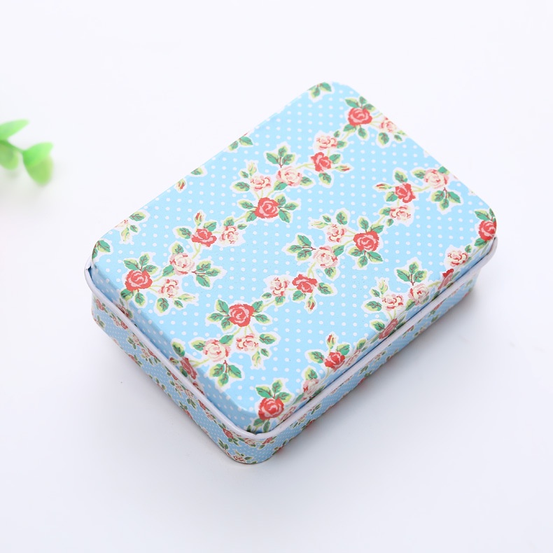 Hộp Thiếc Mini Hình Chữ Nhật Đựng Kẹp Tóc / Trang Sức Họa Tiết Hoạt Hình Sáng Tạo
