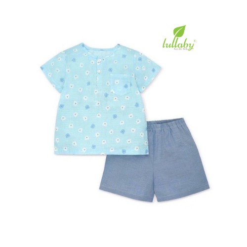 Bộ quần áo trẻ em mẫu cộc tay bổ nẹp vải xô 2 lớp gấu cho bé trai của lullaby nhật hoa  [ NHT10-19 - NHT 11-19 ]