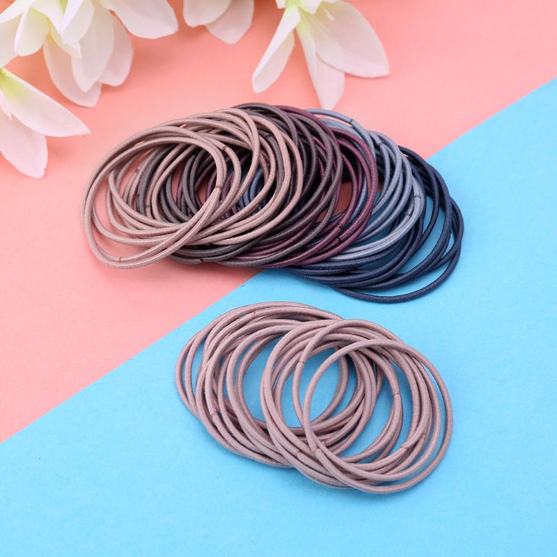 Set 20/ 50/ 100 dây buộc tóc 5cm màu trơn phong cách Hàn Quốc đơn giản cho nữ