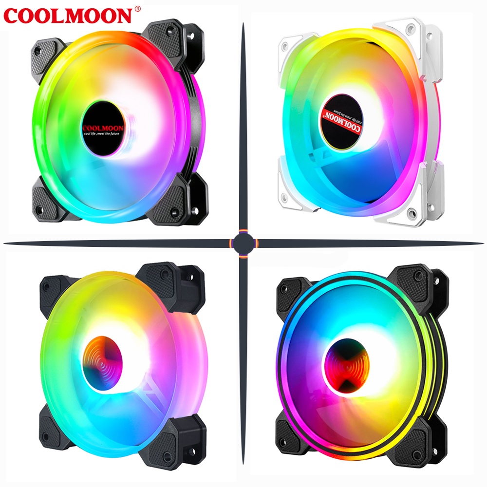 [ HÀ NỘI ] Quạt Tản Nhiệt, Fan Led ARGB Coolmoon &amp; Bộ Hub Coolmoon + điều khiển - Tặng kèm ốc vít