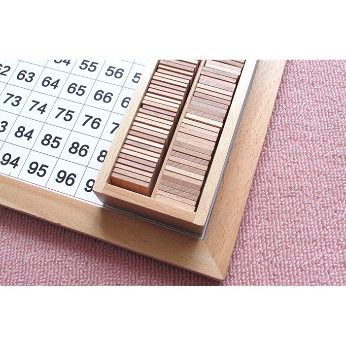 Giáo cụ Montessori - Bộ số đếm 1-100 kèm khay đựng số và bảng kiểm soát