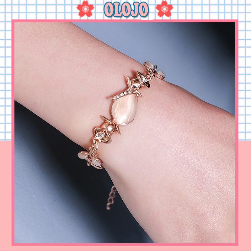 Vòng Tay Mạ Vàng Hồng Hình Chiếc Lá Thời Trang Dành Cho Nữ