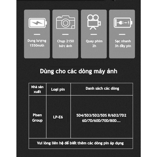 Pin Máy Ảnh Pisen Canon LP-E6 ( Phiên bản nâng cấp )