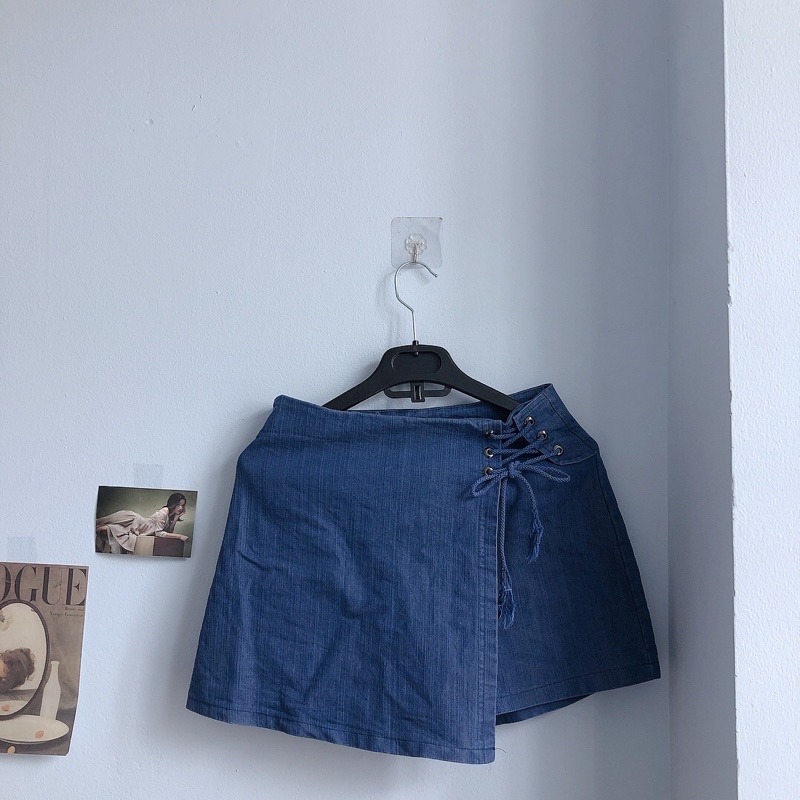 Chân váy jeans cột dây secondhand