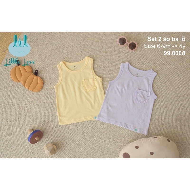 Set 2 áo ba lỗ cho bé trai bé gái hãng little love