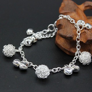 Lắc tay nữ chùm bông bạc xinh xắn