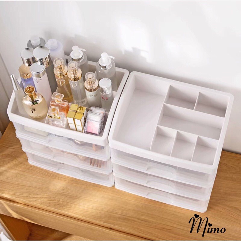 Kệ Đựng Mỹ Phẩm Đồ Trang Điểm Trang Sức 4 Tầng Trong Suốt Ngăn Kéo To Tiện Dụng (SP41232185)