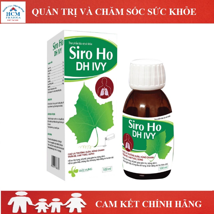 Cao lá thường xuân SIRO HO DH IVY giúp bổ phế giảm ho cho bé và người lớn với húng chanh cam thảo trần bì 100ml DHG01