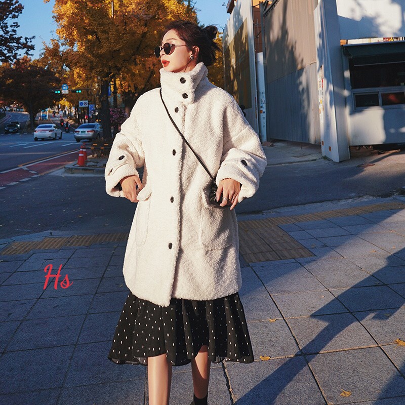 Áo Khoác Nữ Áo Lông Túi Hộp Cúc Đen  Mã 717 UNI STORE