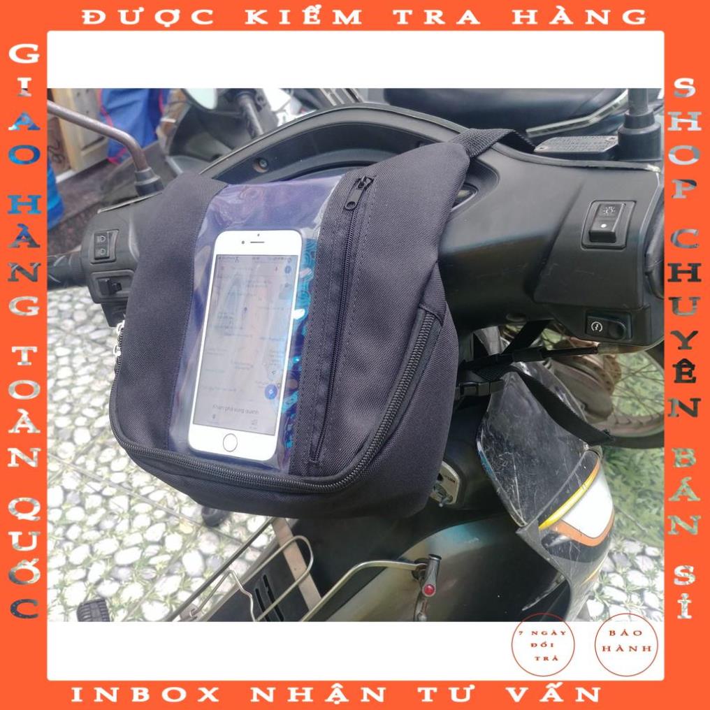 MỚI - Túi Treo Đầu Ghi Đông Xe Máy Chiều Dọc Xem Google Map, Chứa Đồ, Chạy Grab hantuy