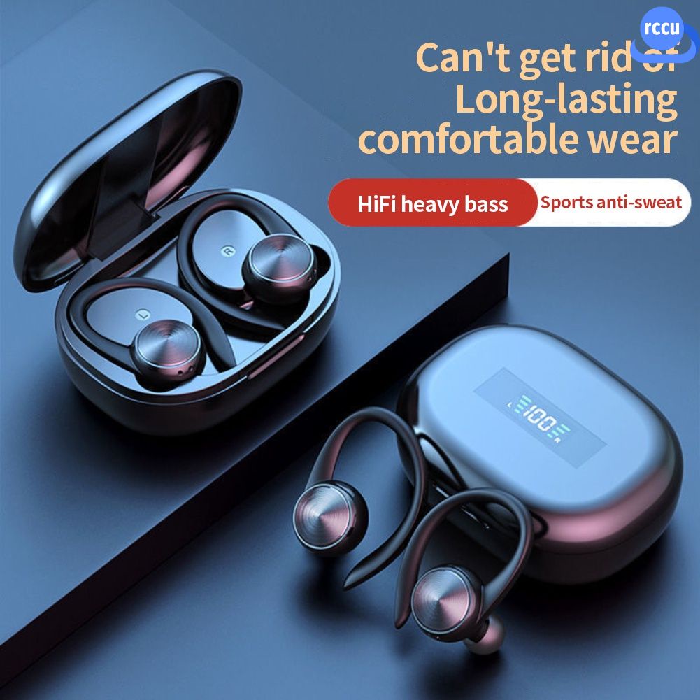 Thể thao Bluetooth-Tương Thích Tai Nghe Không Dây với Mic IPX5 Không Thấm Nước Móc Tai Bluetooth Tai Nghe Tai Nghe Hifi Stereo Âm Nhạc Earbuds cho Điện Thoại 『 rccu 』