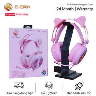 Tai nghe chơi game có dây E-DRA EH412 Pro Pink - Kết nối cổng USB - Led RGB - Màu Hồng - Âm Thanh giả lập 7.1
