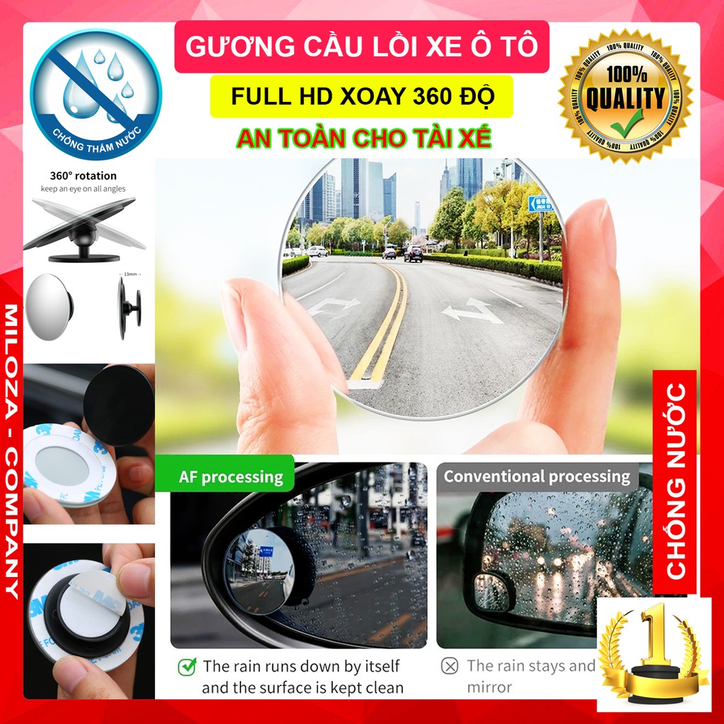 [SIÊU NÉT XOAY 360] Gương Cầu Lồi Xe Ô tô - Gương Góc Rộng - Chống Điểm Mù, Hạn Chế Va Chạm, An Toàn Cho Lái Xe - MILOZA