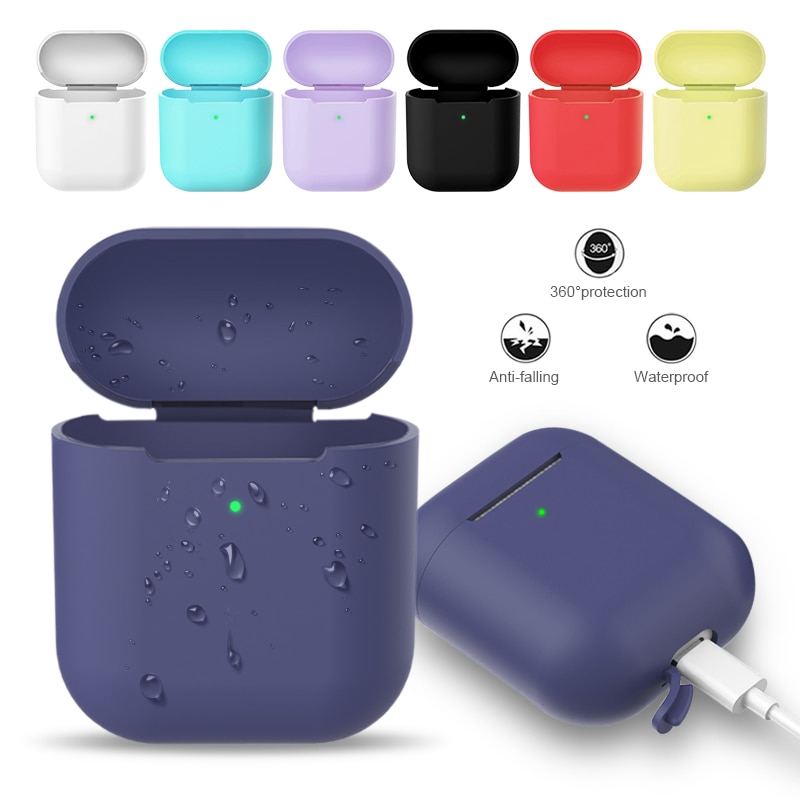 Vỏ bảo vệ hộp sạc tai nghe không dây bluetooth bằng silicon thích hợp cho Apple AirPods 2