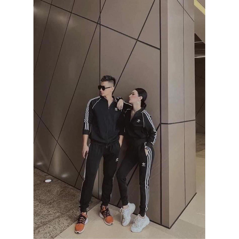 Bộ thế thao nữ kéo khóa 3 sọc siêu cá tính mặc cho cả nam và nữ