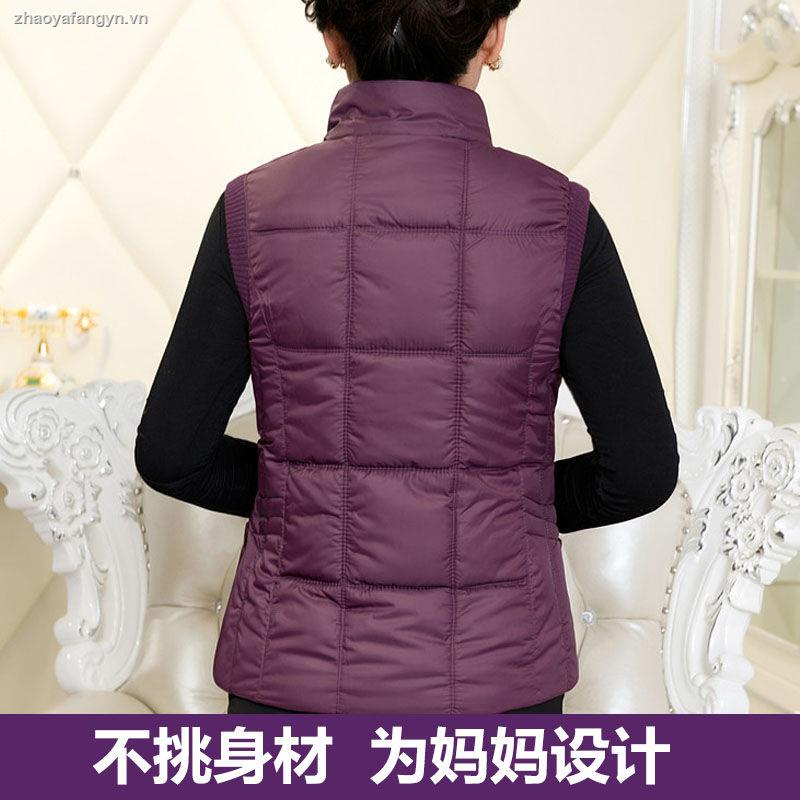 Áo khoác phao sát nách dáng ngắn chất liệu cotton dày dặn thời trang thu đông cho phụ nữ trung niên 40-50 tuổi