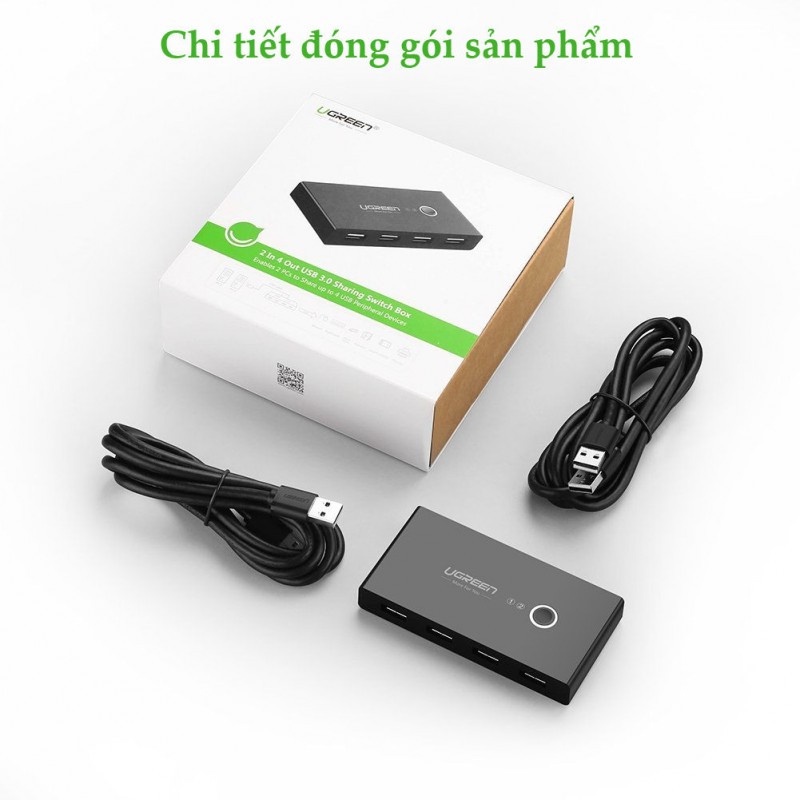 Thiết bị chia sẻ 4 cổng USB cho 2 máy tính Ugreen 30767 US216 Chính Hãng