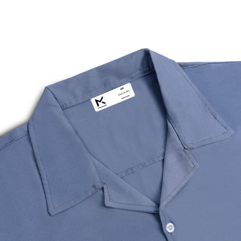 Áo sơ mi nam ngắn tay Cuban Shirt form rộng Túi ngực, cổ vest chất vải lụa mát