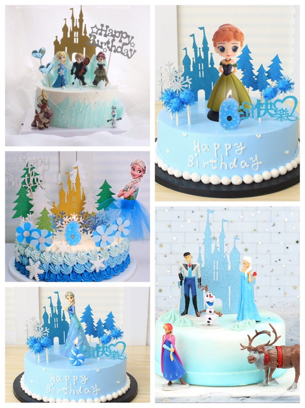 Topper trang trí bánh kem tiệc tùng chủ đề bông tuyết giáng sinh / lâu đài công chúa băng giá / công chúa Elsa