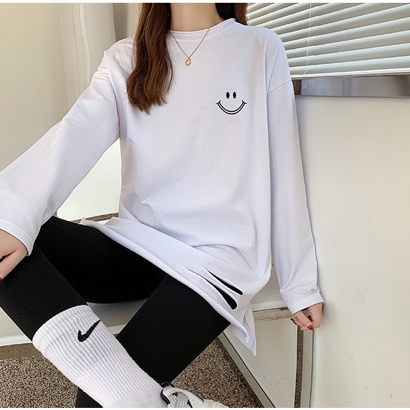 NRVP Áo Thun Nữ Tay Dài 100% Cotton Thời Trang Hàn Quốc