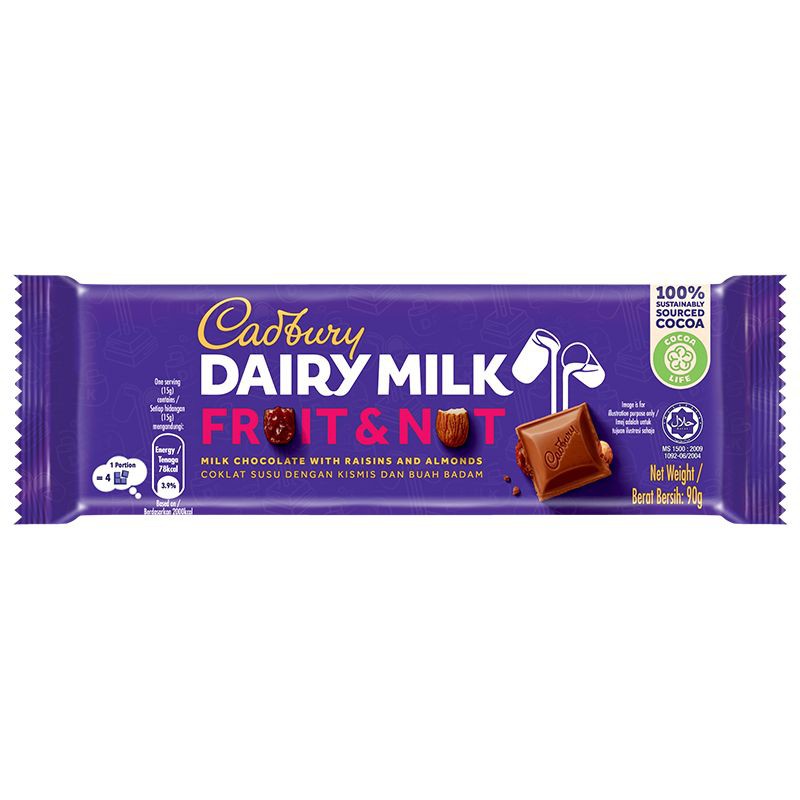 Socola Trái Cây Và Hạt Cadbury Dairy Milk 90G