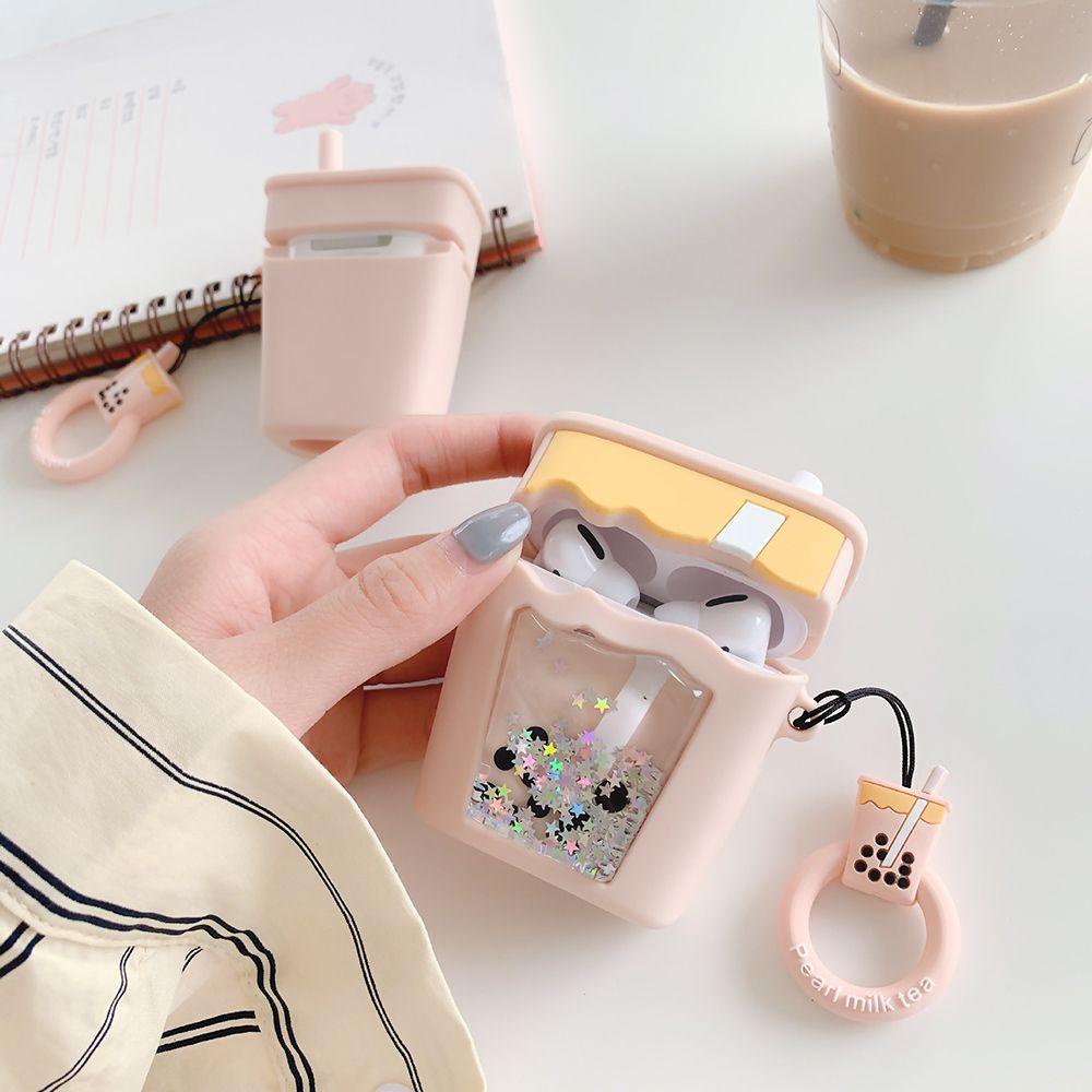 MYRONGVN Vỏ Bảo Vệ Hộp Sạc Tai Nghe Airpods 1 / 2 / Pro3 Chống Bụi Hình Bong Bóng Lấp Lánh Có Nước Kim Tuyến