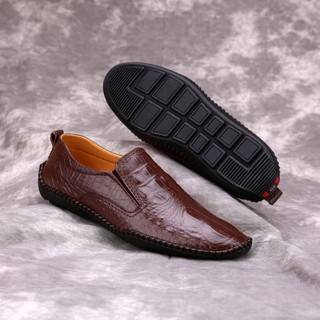 Giày lười nam da bò thật ISHOESVN IS361, dập vân cá sấu, đi siêu êm, bền bỉ với thời gian, bảo hành vàng 12 tháng