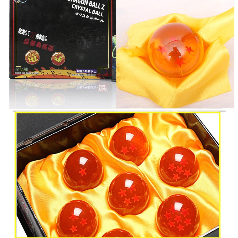 Full Set ngọc rồng từ 1 sao đến 7 sao đường kính 4.3cm thuỷ tinh trong suốt cao cấp dragon ball bi màu xanh