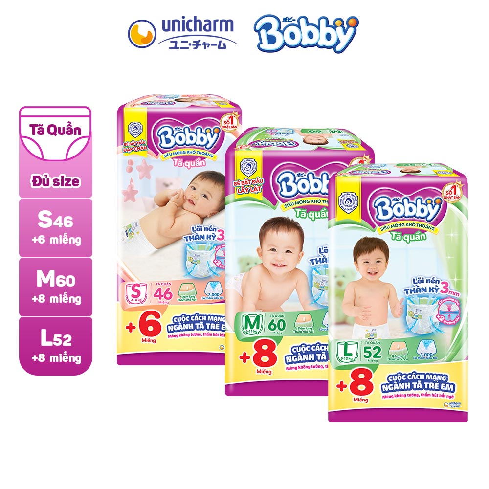 Tã Quần Bobby Siêu Thoáng đủ Size S46