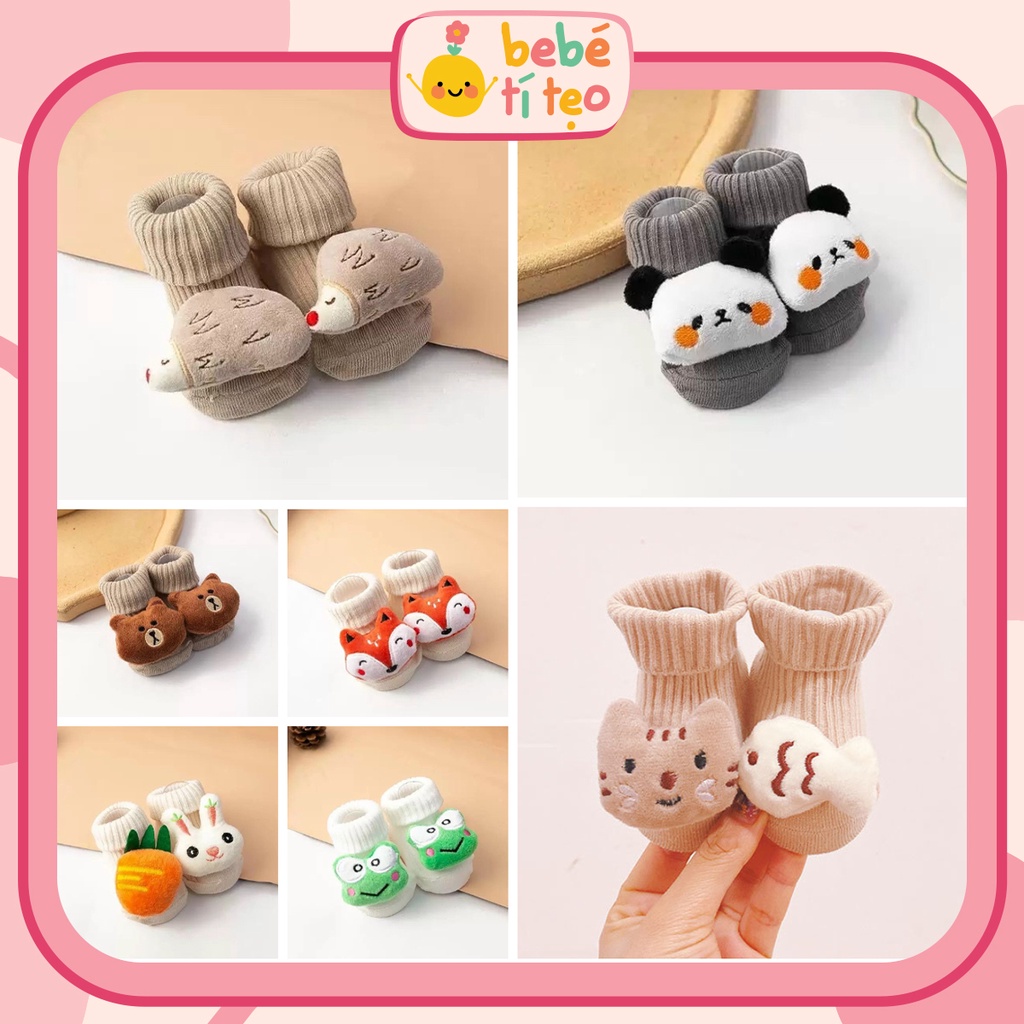 Tất Vớ Hình Thú Cổ Cao Cho Bé Trai Bé Gái Sơ Sinh 0-1 Tuổi Bebé Tí Tẹo TAT08