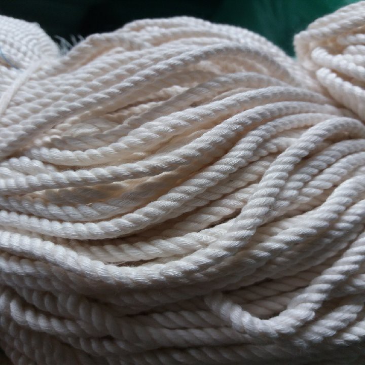 Dây đan macrame cotton xoắn 4mm màu ngà màu kem