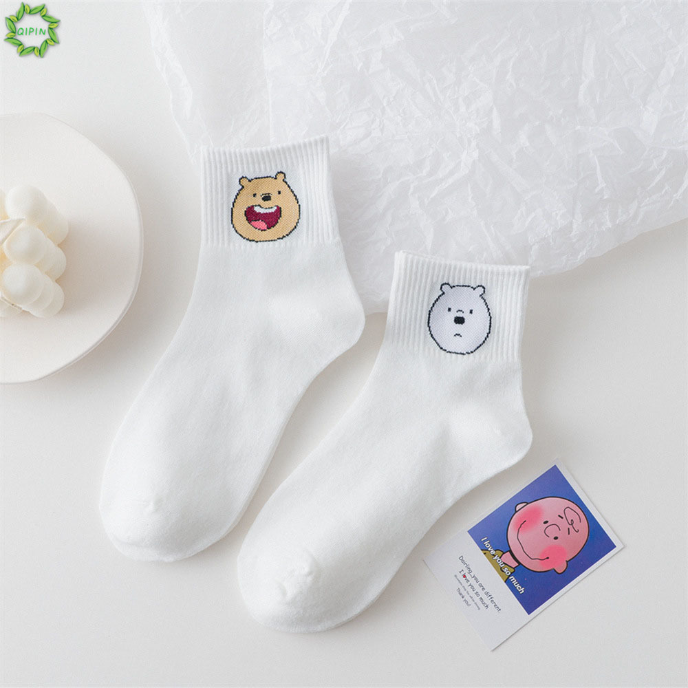 Vớ Thể Thao In Hình Gấu Trắng Phong Cách Hàn Quốc