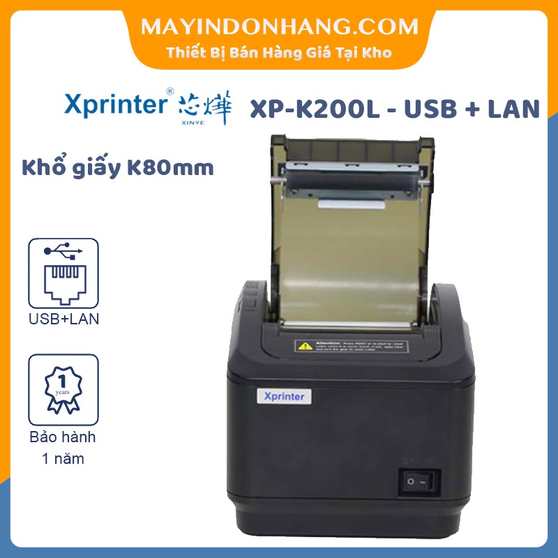  Máy in hóa đơn Sapo Xprinter XP-K200L [USB + LAN]