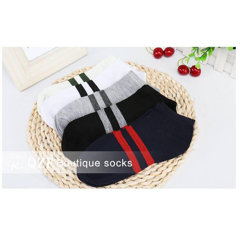 2 Đôi Tất Cổ Ngắn Kẻ Sọc Hàn Quốc