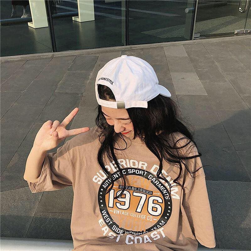 Áo thun nữ tay lỡ freesize phông form rộng dáng Unisex, mặc lớp, nhóm, cặp in chữ SUPERIOR 1976