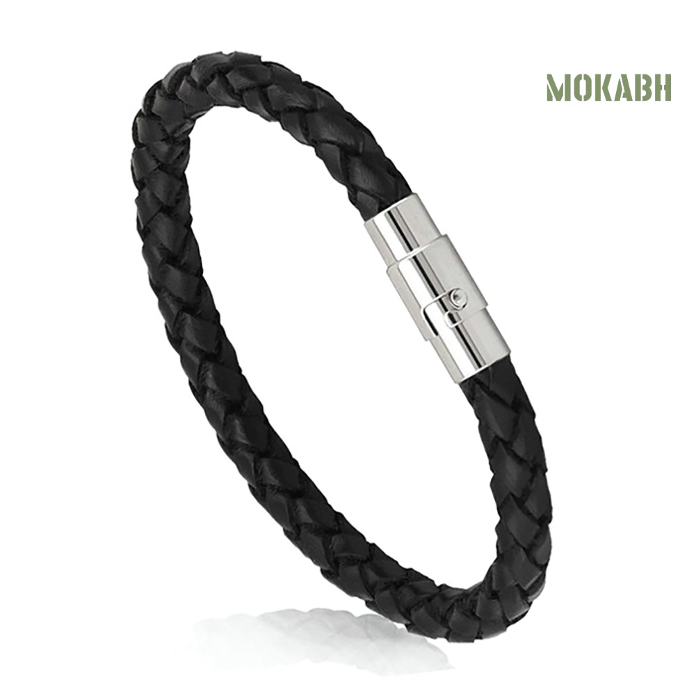 Vòng Tay Bện Dây Da Bện Phối Khóa Thời Trang Cho Nữ