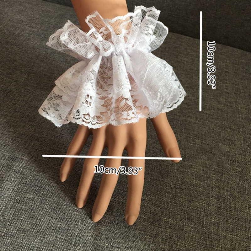 Cổ tay áo giả thiết kế xếp nếp vải ren hoa co giãn phong cách Lolita