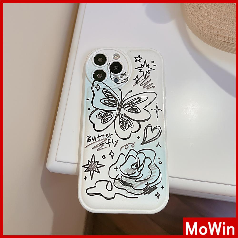 Ốp điện thoại TPU silicon túi khí in bướm thích hợp cho iPhone 11 Pro Max 13 Pro Max 12 Pro Max 7Plus xr XS Max